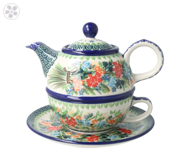 Czajnik z filiżanką Ceramika Artystyczna Bolesławiec V 0,6 L C01 DEKU3195