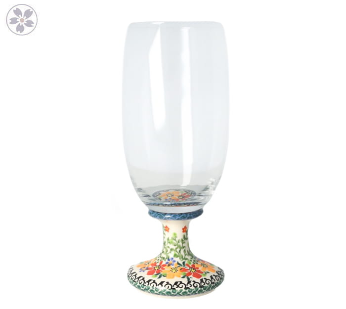 Kieliszek do piwa Pomarańczowe Kwiaty Galia Bolesławiec