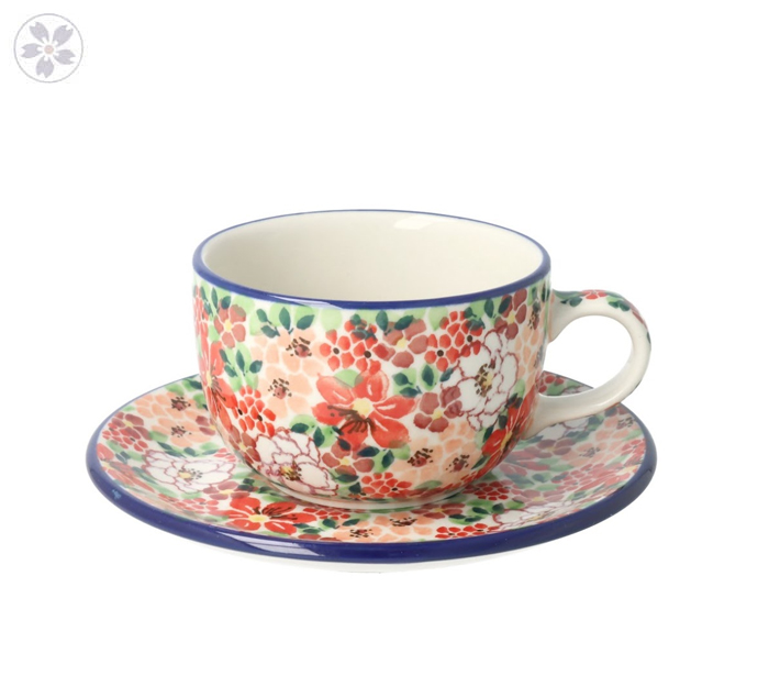 Filiżanka i spodek do kawy V 0,2 L Ceramika Artystyczna Bolesławiec F768K dekU5004