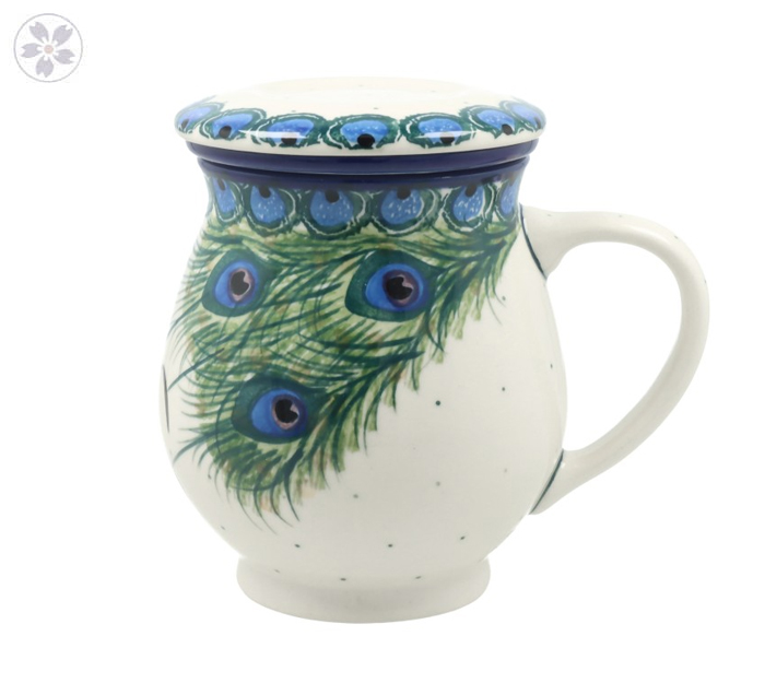 Kubek do ziół z sitkiem V 0,4 L Ceramika Artystyczna Bolesławiec C47 dek2127X