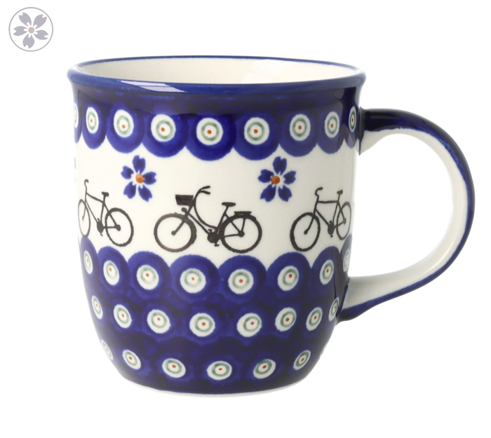 Kubek klasyczny Ceramika Bolesławiec h 9,7 cm V 0,35 L GU1105 DEK1396A Rower