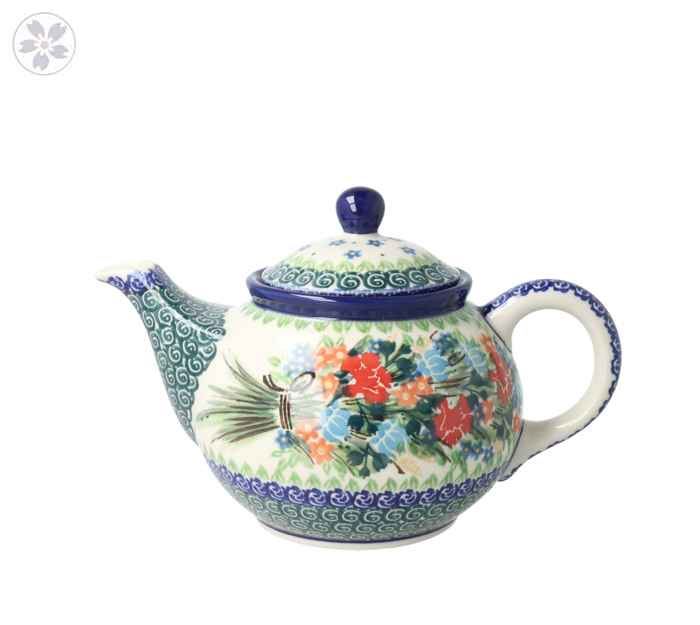 Czajnik Ceramika Artystyczna Bolesławiec do herbaty Sitko V 0,9 L E22 dekU3195