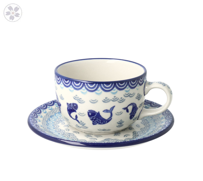 Filiżanka i spodek do kawy V 0,2 L Ceramika Artystyczna Bolesławiec F768K dek2372X