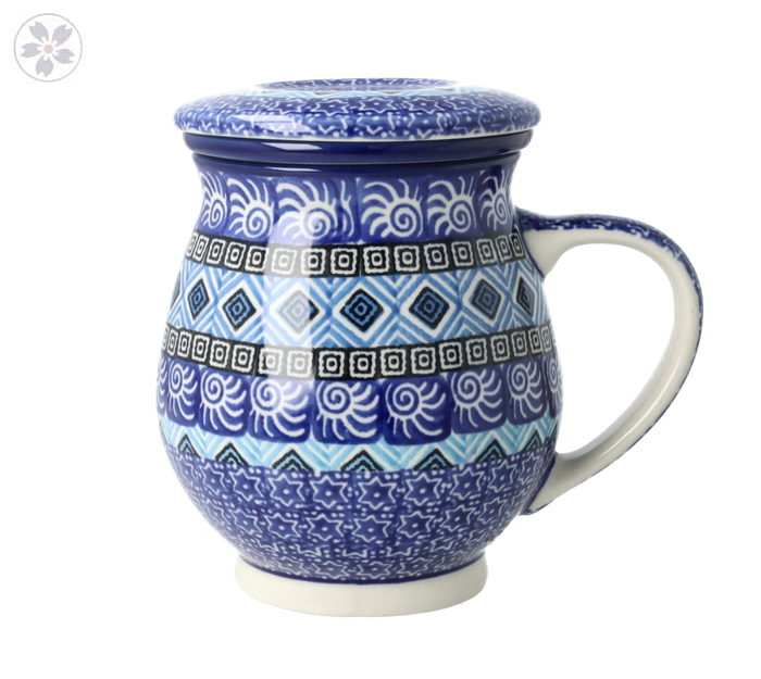 Kubek do ziół z sitkiem. Ceramika Artystyczna Bolesławiec V 0,4 L C47 dek1917X