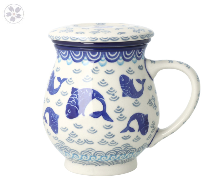 Kubek do ziół z sitkiem V 0,4 L Ceramika Artystyczna Bolesławiec C47 dek2372X