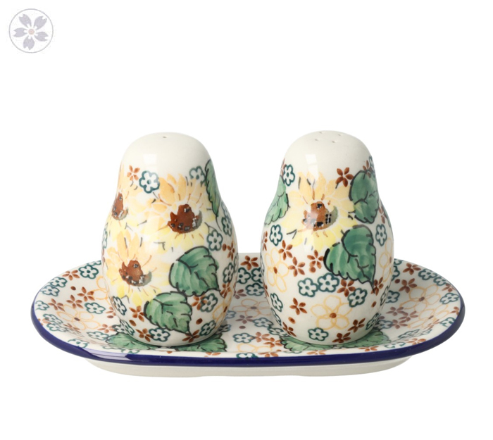 Solniczka i pieprzniczka Ceramika Artystyczna Bolesławiec komplet S131 dekU4742