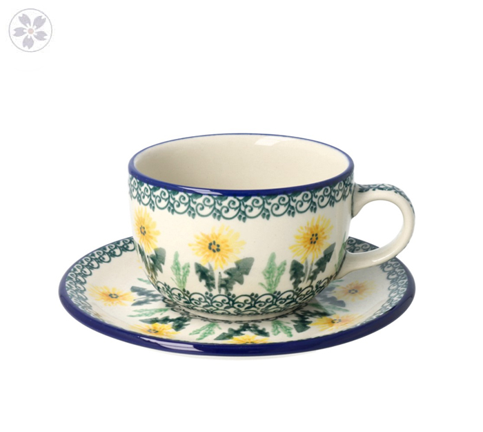 Filiżanka i spodek do kawy V 0,2 L Ceramika Artystyczna Bolesławiec F768K dek2638X