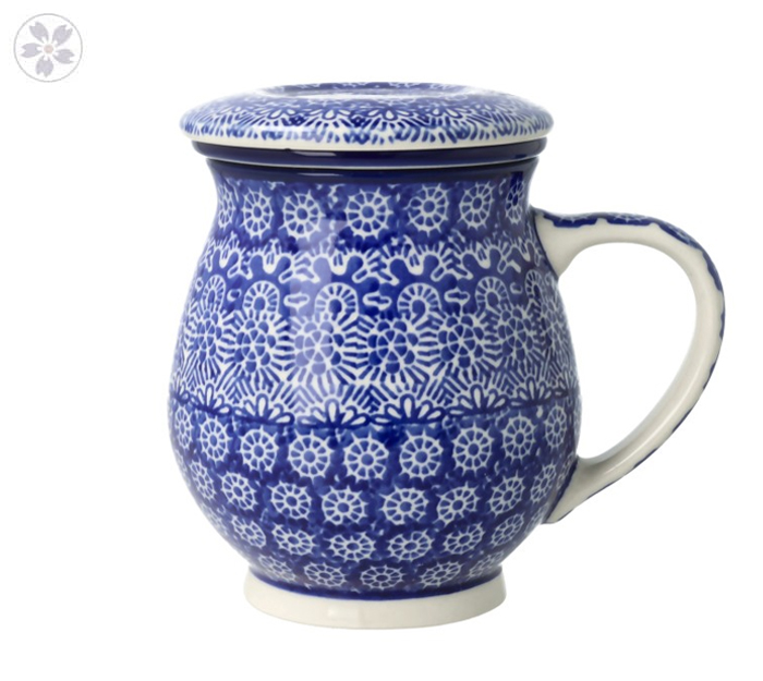 Kubek do ziół z sitkiem V 0,4 L Ceramika Artystyczna Bolesławiec C47 dek884X