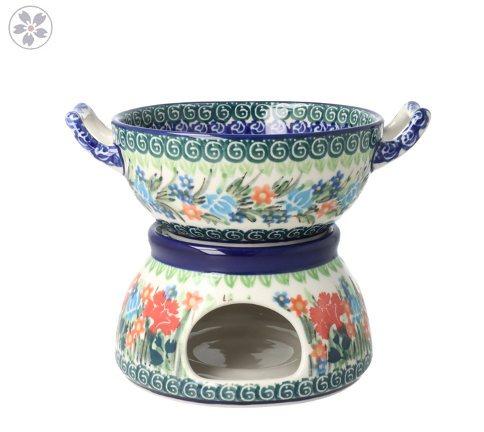 Komplet do fondue C62 Ceramika Artystyczna Bolesławiec dekU3195