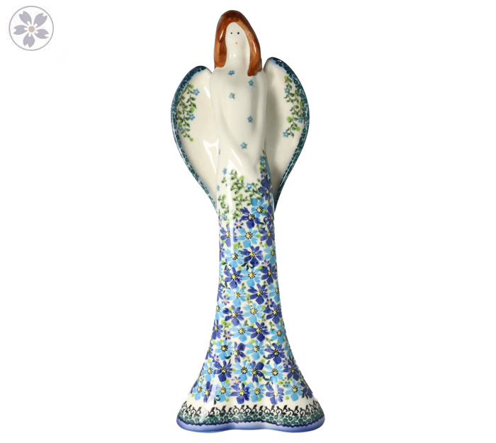 Figura anioł wys. 37 cm Niebieskie Kwiaty Galia
