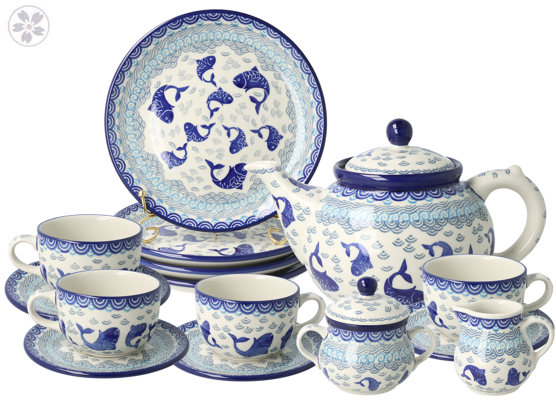 Serwis kawowo herbaciany dla 4 osób Ceramika Artystyczna Bolesławiec dek2372X