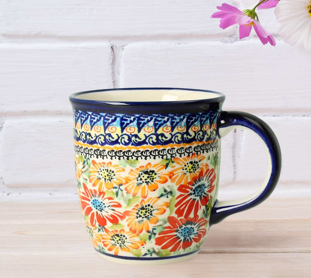 Kubek klasyczny h 9,7 cm V 0,35 L Bolesławiec GU1105DEK312ART